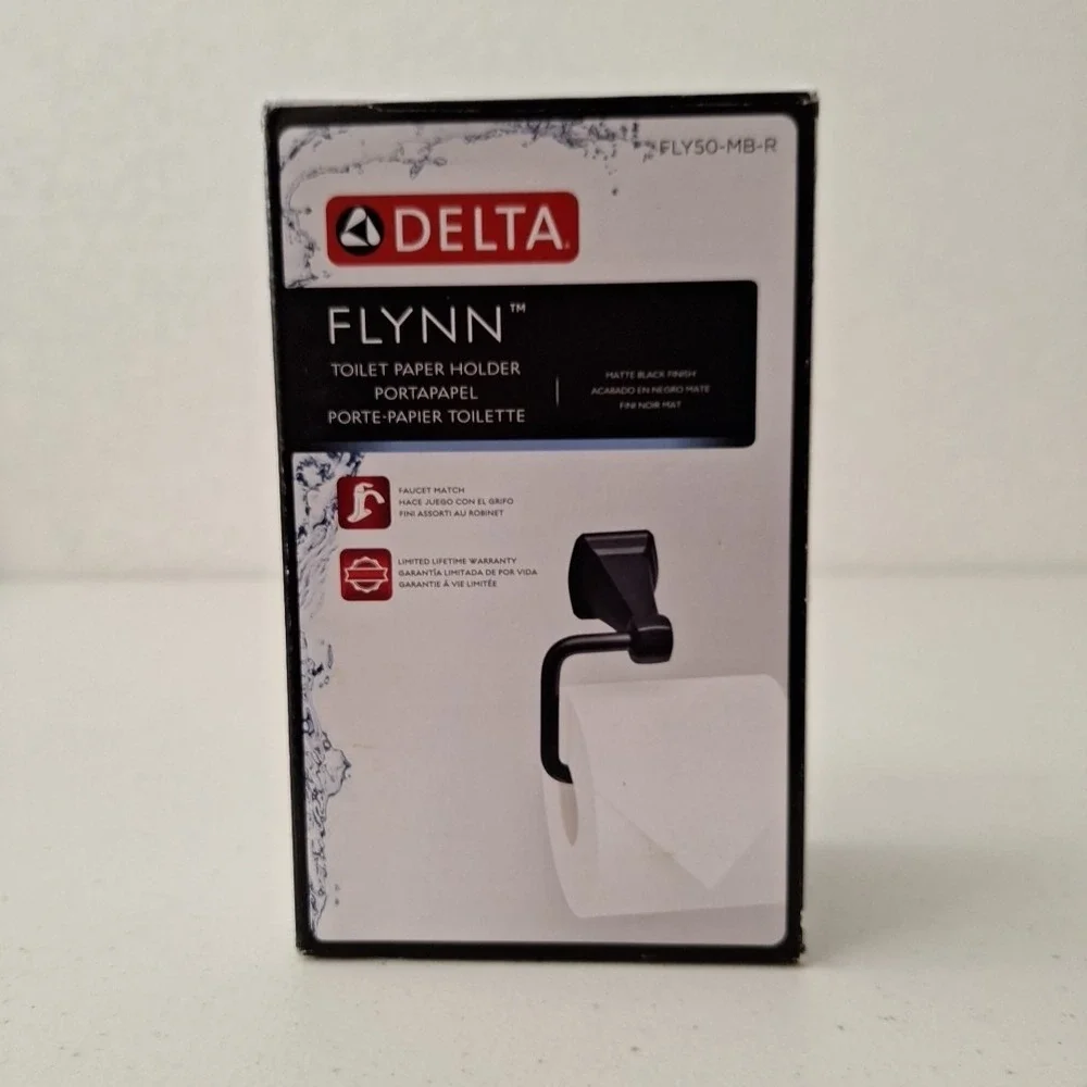 DELTA Flynn Toilet Paper Holder Matte Black FLY50-MB-R NEW